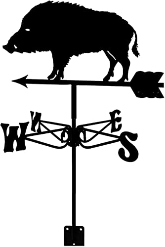 Wetterfahne Wildschwein Wetterfahne Windfahne Wetterhahn Messwerkzeuge Edelstahl Langlebig Farm Scene Windanzeige Schwarz Satin für Hof Garten Outdoor (Wildschwein) von RKYRRKI