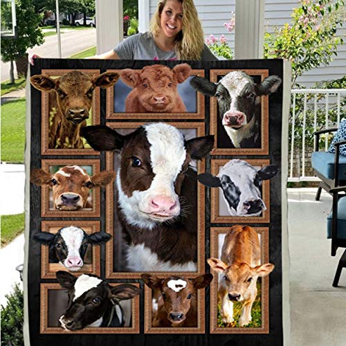 RKZM Nette Karikatur Patchwork Tier Kuh 3D Sherpa Decke Foto Decke Geschenk Fleece Decke Quilt Decke Decke Schlafzimmer Nap Office Decke 150 * 200cm von RKZM