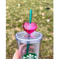 Personalisierte Herz Tumbler Stroh Topper | Initial Glitzer Becher Zubehör von RKcreationsByRachel