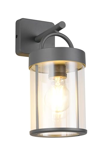 Reality Leuchten Außen Wandleuchte Almeria R26476142, Metall Anthrazit, Schirm Kunststoff klar, exkl. 1x E27 von RL LIVE YOUR LIGHT