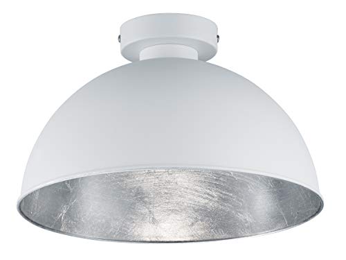 Reality Leuchten Deckenleuchte Jimmy, 1 x E27 ohne Leuchtmittel, Durchmesser 31 cm, Höhe 19 cm, Außen weiß, Innen silber, R60121001 Reality Leuchten Deckenleuchte Jimmy, 1 x E27 ohne Leuchtmittel, Durchmesser 31 cm, Höhe 19 cm, Außen weiß, Innen silber, R60121001 von RL LIVE YOUR LIGHT