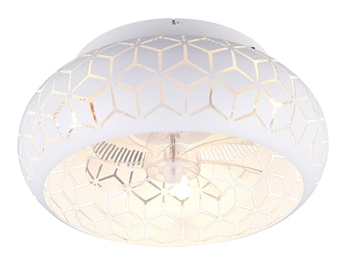 Reality Leuchten Deckenventilator mit Beleuchtung Bidar R61574031, Metall Weiß matt, 3 Geschwindigkeiten, Sommer- Winterbetrieb, Fernbedienung, Timer von RL LIVE YOUR LIGHT