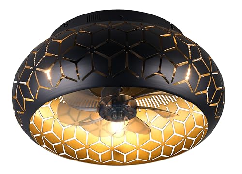 Reality Leuchten Deckenventilator mit Beleuchtung Bidar R61574080, Metall Schwarz matt, 3 Geschwindigkeiten, Sommer- Winterbetrieb, Fernbedienung, Timer von RL LIVE YOUR LIGHT