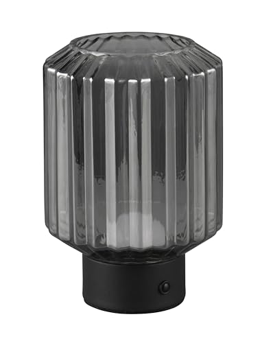 Reality Leuchten LED Akku Tischleuchte Lord R57761154, Metall Schwarz matt, Glas Smoke, inkl. 1.5 Watt LED, 4-fach Touch von RL LIVE YOUR LIGHT