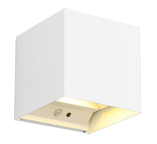 Reality Leuchten LED Akku Wandleuchte Talent R27759131, Metall Weiß matt, Magnetische Wandhalterung, inkl. 2x 0.5 Watt, Dämmerungssensor, Bewegungsmelder, Up and Down Beleuchtung, USB-C Ladebuchse von RL LIVE YOUR LIGHT