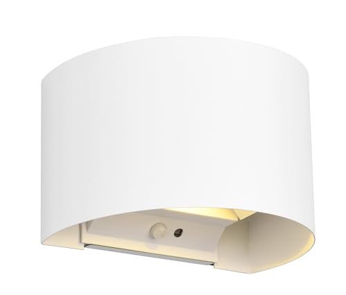 Reality Leuchten LED Akku Wandleuchte Talent R27769131, Metall Weiß matt, Magnetische Wandhalterung, inkl. 2x 0.5 Watt, Dämmerungssensor, Bewegungsmelder, Up and Down Beleuchtung, USB-C Ladebuchse von RL LIVE YOUR LIGHT