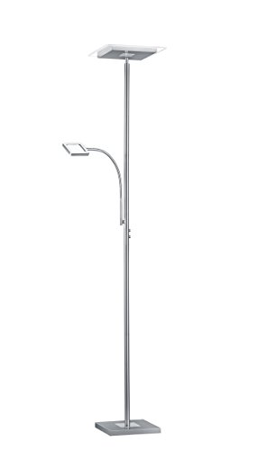 Reality Leuchten LED Deckenfluter Wicket R42762107, Metall Nickel matt, inkl. 18 + 4 Watt LED 55 x 30 x 182 cm von RL LIVE YOUR LIGHT