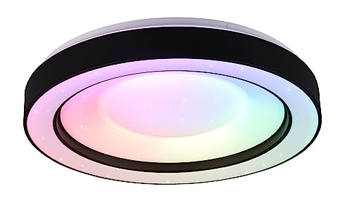 Reality Leuchten LED Deckenleuchte Arco R65091032, Kunststoff Schwarz matt, inkl. 22 Watt Rainbow LED, Fernbedienung, Dimmer, Farbwechsel, Nachtlicht von RL LIVE YOUR LIGHT