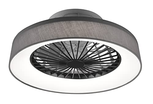Reality Leuchten LED Deckenleuchten-Ventilator Farsund R62662111, Stoffschirm Grau, inkl. 26 Watt LED, Ventilator 40 Watt von RL LIVE YOUR LIGHT