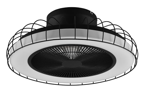 Reality Leuchten LED Deckenleuchten Ventilator Sandfjord R64122132, Metall Schwarz matt, inkl. 30 Watt LED, WiZ Smart Home, Ventilator 20 Watt von Reality Leuchten