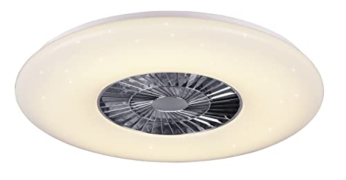 Reality Leuchten LED Deckenleuchten-Ventilator Visby R62402906, Kunststoff Chrom/Weiß matt, inkl. 60 Watt LED, Ventilator 40 Watt von RL LIVE YOUR LIGHT