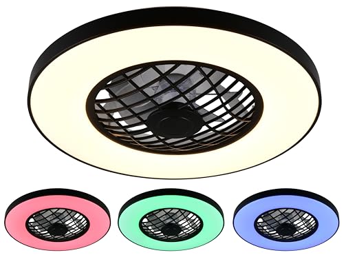 Reality Leuchten LED Deckenventilator mit Beleuchtung Linköping R64462102, Kunststoff Schwarz matt, 3 Geschwindigkeiten, Sommer- Winterbetrieb, Fernbedienung, Farbwechsel, Nachtlicht, Timer, Bluetooth Reality Leuchten LED Deckenventilator mit Beleuchtung Linköping R64462102, Kunststoff Schwarz matt, 3 Geschwindigkeiten, Sommer- Winterbetrieb, Fernbedienung, Farbwechsel, Nachtlicht, Timer, Bluetooth von RL LIVE YOUR LIGHT