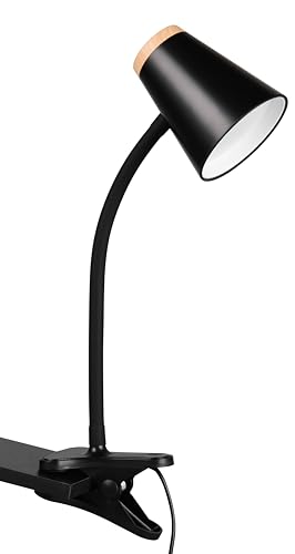 Reality Leuchten LED Klemmleuchte Pongo R25831102, Kunststoff Schwarz matt, Holznachbildung, inkl. 4.5 Watt LED, Flexarm von RL LIVE YOUR LIGHT