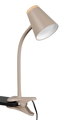 Reality Leuchten LED Klemmleuchte Pongo R25831143, Kunststoff Warm beige, Holznachbildung, inkl. 4.5 Watt LED, Flexarm von RL LIVE YOUR LIGHT