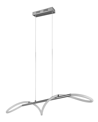 Reality Leuchten LED Pendelleuchte Argos R32361106, Metall Chrom, Kunststoff Weiß, inkl. 28 Watt LED, Switch Dimmer von RL LIVE YOUR LIGHT