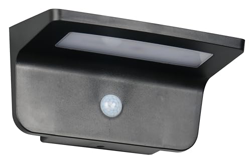 Reality Leuchten LED Solar Außenwandleuchte Atico R24696132, Kunststoff Schwarz matt, 8 Watt LED, Hybrid Solar/Akku, Dämmerungssensor, Bewegungssensor von RL LIVE YOUR LIGHT