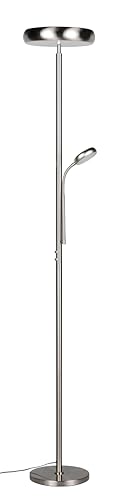 Reality Leuchten LED Stehleuchte Palermo R45741107, Metall Nickel matt, Fluter inkl. 23 Watt LED, Dimmbar, Lichtfarbe einstellbar, Fernbedienung, Memory-Funktion von RL LIVE YOUR LIGHT