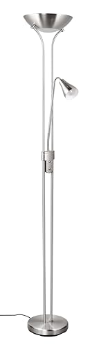 Reality Leuchten LED Stehleuchte Scotty R41651307, Metall Nickel matt, inkl. 2x 7 Watt E24 LED + 1x 4.5 Watt E14 LED, Switch Dimmer, Flex von RL LIVE YOUR LIGHT
