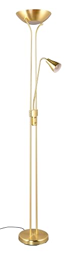 Reality Leuchten LED Stehleuchte Scotty R41651308, Metall Messing Matt, 2x 7W E24 + 1x 4.5W E14, Switch Dimmer, Flex von RL LIVE YOUR LIGHT
