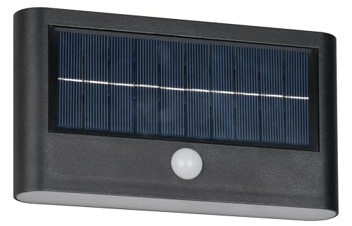 Reality Leuchten LED Wandleuchte Außen Ramos R24746232, Kunststoff Schwarz matt, 8 Watt LED, Hybrid Solar/Akku, Dämmerungssensor, Bewegungssensor von RL LIVE YOUR LIGHT