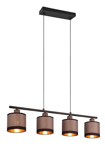 Reality Leuchten Pendelleuchte Davos R31554041, Metall Schwarz matt, Schirme Stoff Taupe/Schwarz/goldfarbig, exkl. 4x E14 Reality Leuchten Pendelleuchte Davos R31554041, Metall Schwarz matt, Schirme Stoff Taupe/Schwarz/goldfarbig, exkl. 4x E14 von RL LIVE YOUR LIGHT