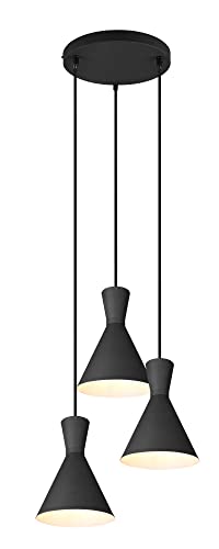 Reality Leuchten Pendelleuchte Enzo R30783932, Metall Schwarz matt, exkl. 3x E27 von RL LIVE YOUR LIGHT