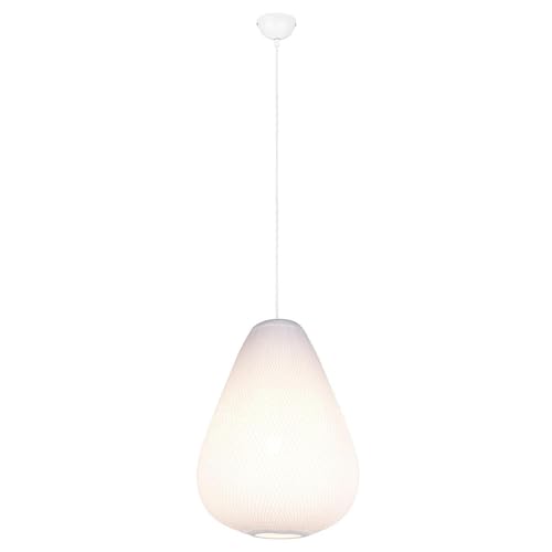 Reality Leuchten Pendelleuchte Janine R36241001, Metall Weiß matt, Schirm Stoff Weiß, exkl. 1x E27 von RL LIVE YOUR LIGHT