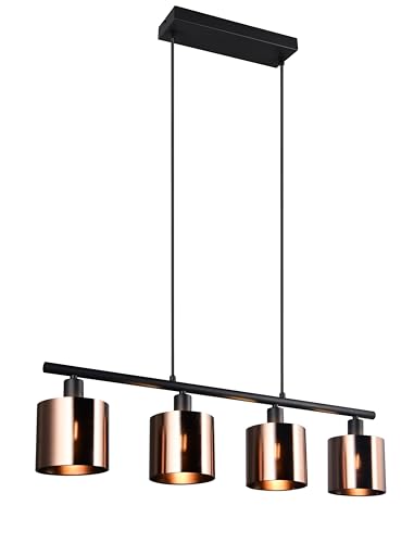 Reality Leuchten Pendelleuchte Jason R36304064, Metall Schwarz matt, Schirme Kunststoff bronzefarbig, exkl. 4x E14 von RL LIVE YOUR LIGHT
