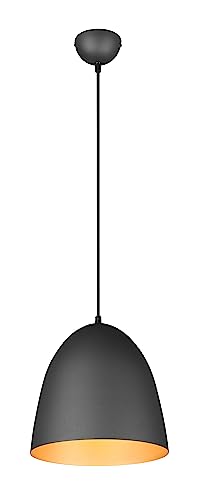 Reality Leuchten Pendelleuchte Tilda R30661080, Schirm Metall Schwarz matt/goldfarbig, exkl. 1x E27 von RL LIVE YOUR LIGHT