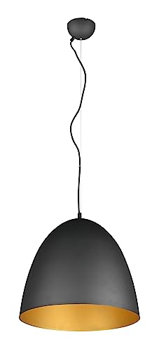 Reality Leuchten Pendelleuchte Tilda R30661980, Schirm Metall Schwarz matt/goldfarbig, exkl. 1x E27 von RL LIVE YOUR LIGHT