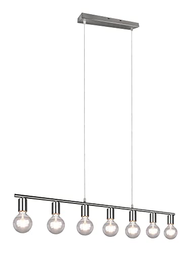 Reality Leuchten Pendelleuchte Vannes R30187007, Metall Nickel Matt, Exkl. 7x E27 von RL LIVE YOUR LIGHT