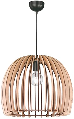 Reality Leuchten R30255030 Wood A++ to E, Pendelleuchte, Holz, E27, Holzfarben/Schwarz, 50 x 50 x 150 cm von RL LIVE YOUR LIGHT