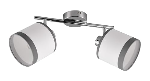 Reality Leuchten Spotbalken Davos R81552006, Metall Chrom, Schirme Stoff Grau/Weiß, exkl. 2x E14 Reality Leuchten Spotbalken Davos R81552006, Metall Chrom, Schirme Stoff Grau/Weiß, exkl. 2x E14 von RL LIVE YOUR LIGHT