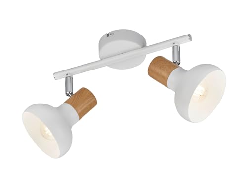 Reality Leuchten Spotbalken Latika R81522031, Metall Weiß matt, Holznachbildung, exkl. 2x E14 von RL LIVE YOUR LIGHT