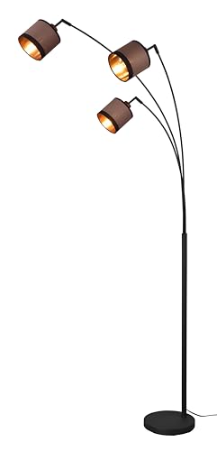 Reality Leuchten Stehleuchte Davos R41553041, Metall Schwarz matt, Schirme Stoff Taupe/Schwarz/goldfarbig, exkl. 3x E14 Reality Leuchten Stehleuchte Davos R41553041, Metall Schwarz matt, Schirme Stoff Taupe/Schwarz/goldfarbig, exkl. 3x E14 von RL LIVE YOUR LIGHT