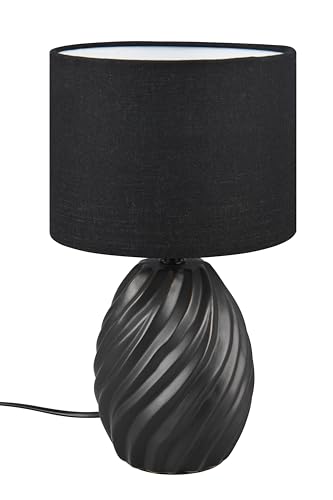Reality Leuchten Tischleuchte Melva R51771032, Fuß Keramik Schwarz matt, Schirm Stoff Schwarz, exkl. 1x E14 von RL LIVE YOUR LIGHT