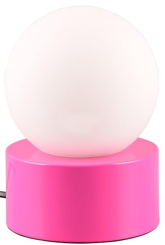 Reality Leuchten Tischleuchte Countess R59051193, Metall Pink, Glas weiß, inkl. 1x E14 4.9 Watt LED, Touch-Me-Funktion (4-fach schaltbar, 3 Helligkeitsstufen) von RL LIVE YOUR LIGHT