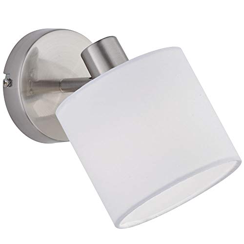 Reality Leuchten Tommy R80331001 Wandspot, Nickel Matt, Stoffschirm Weiß von RL LIVE YOUR LIGHT
