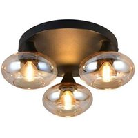 Deckenlampe Deckenleuchte Wohnzimmerlampe Metall schwarz Glas amberfarben D 39cm von RL