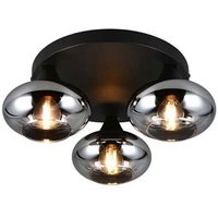 Deckenlampe Deckenleuchte Wohnzimmerlampe Metall schwarz Glas rauchfarben D 39cm von RL
