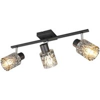 Deckenlampe Deckenleuchte verstellbar Metall schwarz matt Glas rauchfarben L55cm von RL