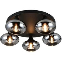 Deckenleuchte Glas rauchfarben Metall schwarz matt Wohnzimmerlampe D 49 cm von RL
