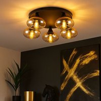 LED Deckenleuchte Filament dimmbar Deckenlampe Glas amber schwarz Retro Wohnzimmerleuchte 5-Flammig Glas, Metall, 5x 4W 470Lm warmweiß, DxH 49x15 cm LED Deckenleuchte Filament dimmbar Deckenlampe Glas amber schwarz Retro Wohnzimmerleuchte 5-Flammig Glas, Metall, 5x 4W 470Lm warmweiß, DxH 49x15 cm von RL