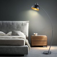 Stehleuchte Bogenlampe schwarz Leselampe Standleuchte gold Wohnzimme RL ampe Bogenstandleuchte, Metall, Fußschalter, 1x E27, DxH 25x155 cm von RL