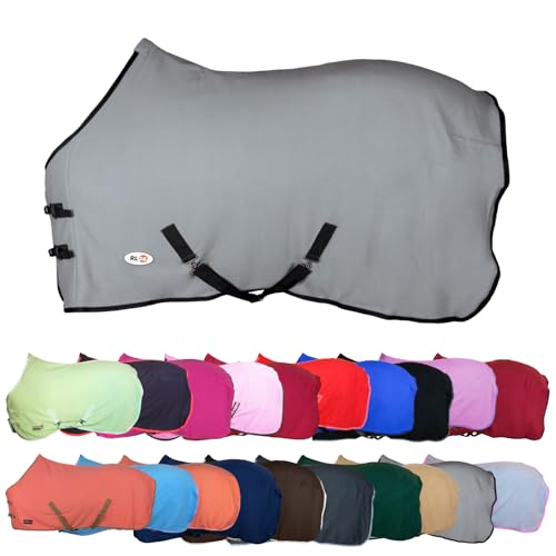 RL24 - Abschwitzdecke mit Kreuzgurt Basicline - Pferdedecke mit Schweifriemen & Widerristpolster - atmungsaktive Fleecedecke - Pferde-Outdoordecke - Pferde Zubehör in Hellgrau - 75cm von RL24