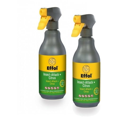 RL24 - Insect-Attack + Citrus | Insektenschutz mit Citrusduft | gg. Fliegen, Mücken & Bremsen | Mückenschutz m. Icaridin | Fliegenspray & Bremsenspray für Pferde | 2 x 500 ml Spray (2er Set) von RL24