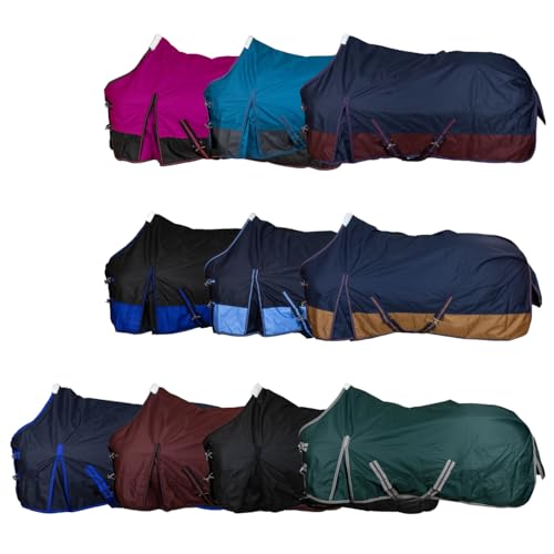 RL24 - Weidedecke 600D Basicline – als Regendecke & Übergangsdecke – Wind- & wasserdichte Outdoordecke mit Innenfutter & Kreuzbegurtung – Pferdedecke in Weinrot – 115cm (Polarfleecefutter) von RL24
