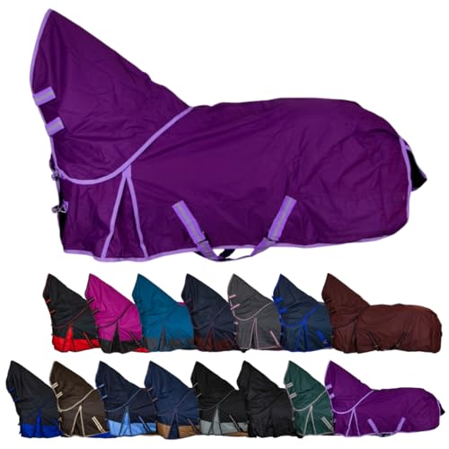 RL24 - Weidedecke Full Neck Basicline 600D Polarfleecefutter – als Regendecke & Übergangsdecke – wasserdichte Outdoordecke mit Kreuzbegurtung – Pferdedecke in Lila – Größe 135cm von RL24