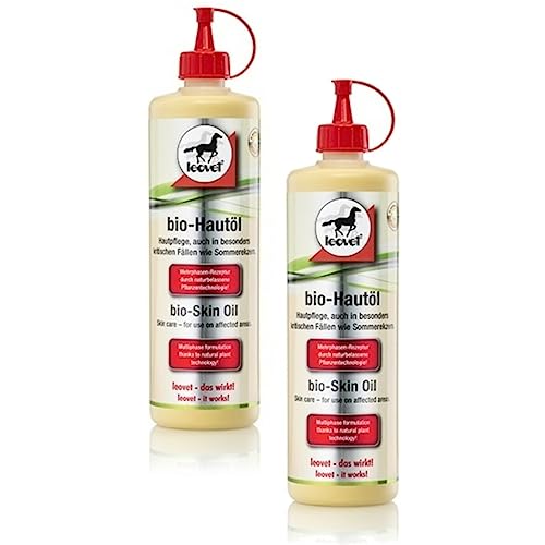 RL24 leovet - Bio-Hautöl für Pferde | Hautpflege bei Juckreiz, Sommerekzem & trockener Haut | Pflegelotion für Kräftigung der Haut | Hautlotion mit Bio-Schwefelfluid | 2 x 500 ml (2er Set) von RL24