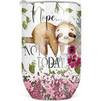 Faultier Becher, Nope Not Today Weinbecher, 12 Oz Edelstahlbecher Reise Sloth Liebhaber Lustiges Weinglas von RLDHomeEdition